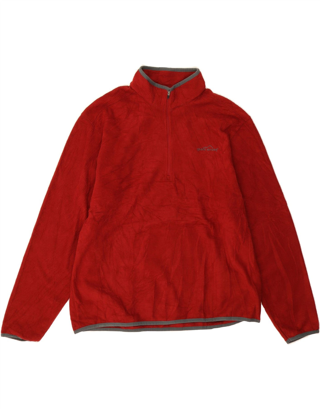 EDDIE BAUER Mens Zip Neck Fleece Jumper Large Red Check Polyester Vintage Eddie Bauer and Second-Hand Eddie Bauer from Messina Hembry 