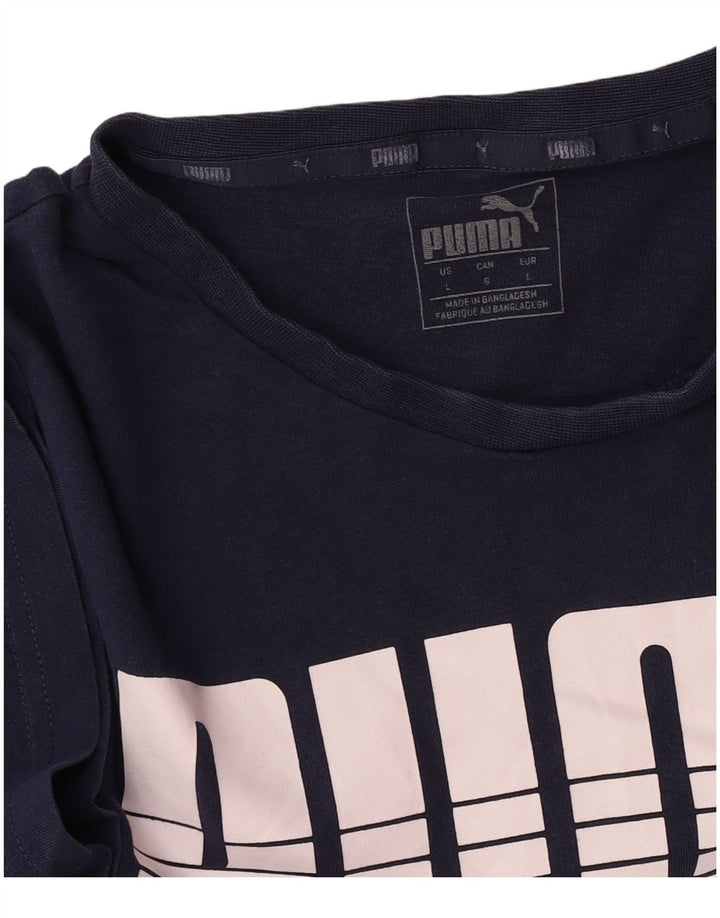 Мужская футболка с рисунком Puma, большая, темно-синяя