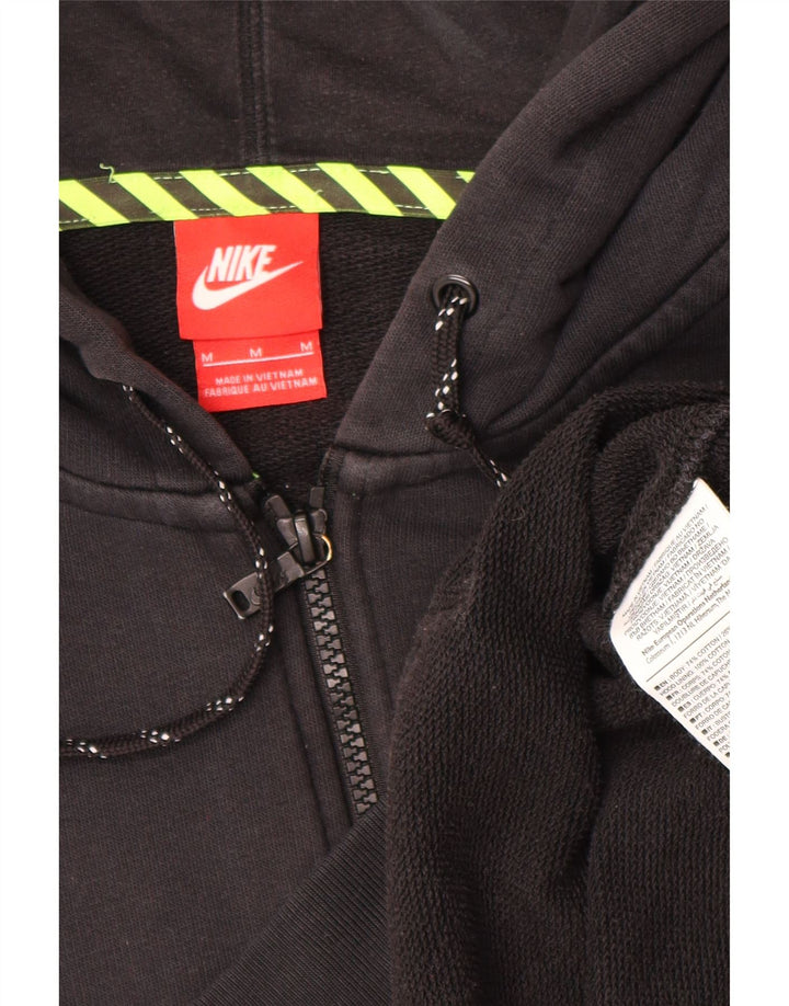 Женский укороченный свитер с капюшоном и молнией с графическим рисунком Nike UK 14, средний черный