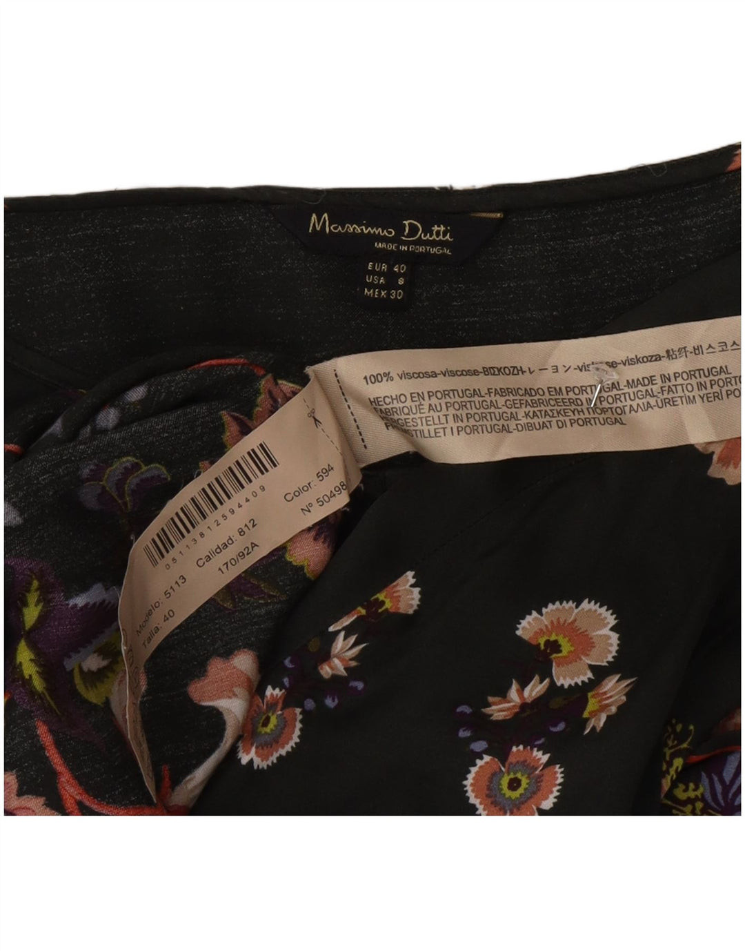 Massimo Dutti Женская блузка с длинным рукавом, топ EU 40, средний зеленый цветочный принт