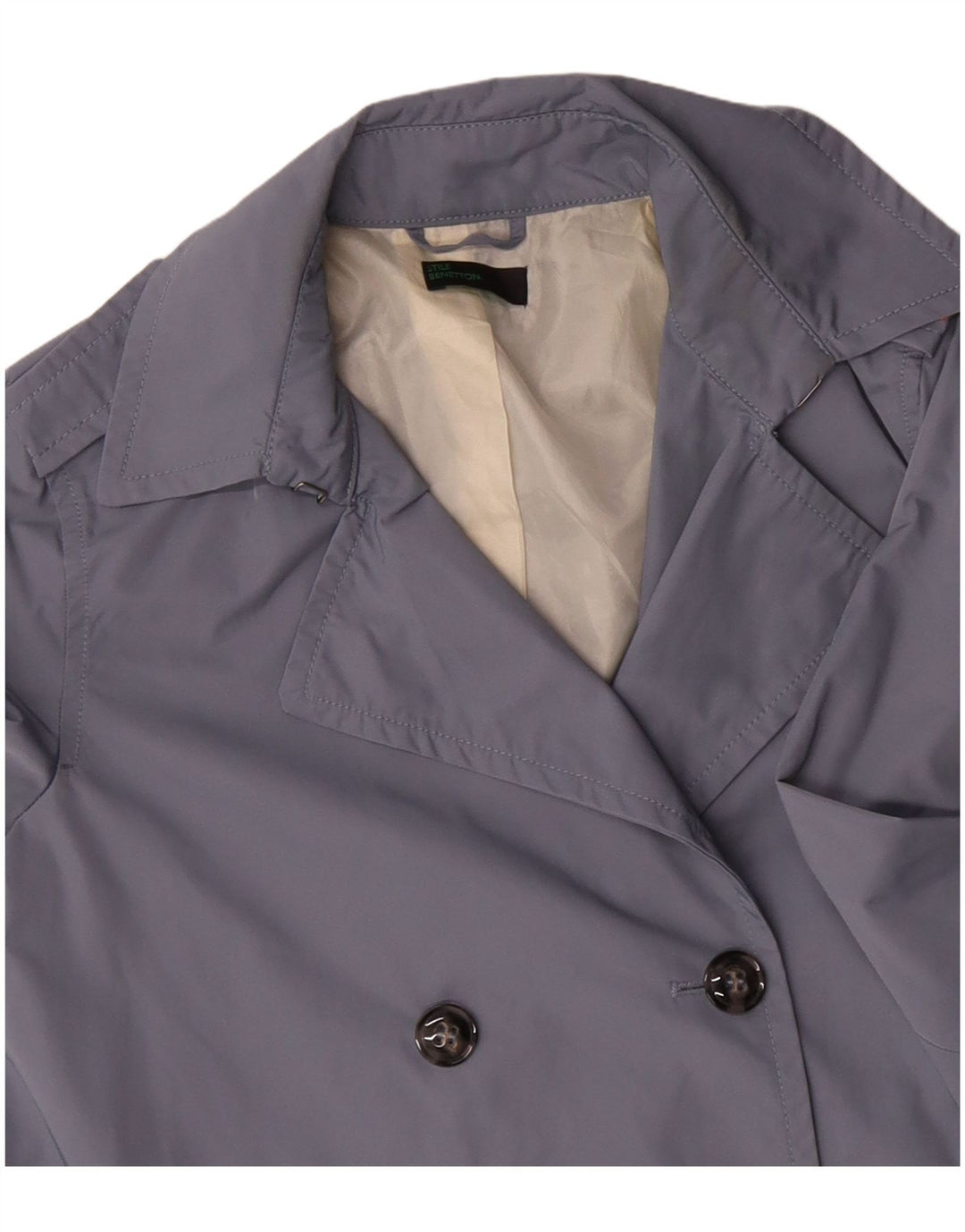 Женский тренч большого размера Benetton UK 10, маленький синий, полиэстер