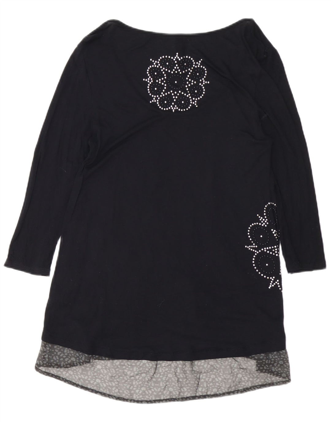 Женское платье трапециевидного силуэта с рукавом 3/4 DESIGUAL UK 12, средний черный, вискоза