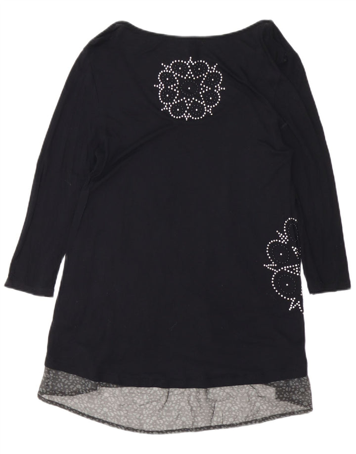 Женское платье трапециевидного силуэта с рукавом 3/4 DESIGUAL UK 12, средний черный, вискоза