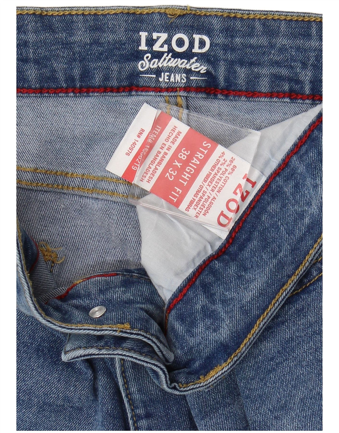 IZOD Mens Straight Jeans W38 L32  Blue Cotton
