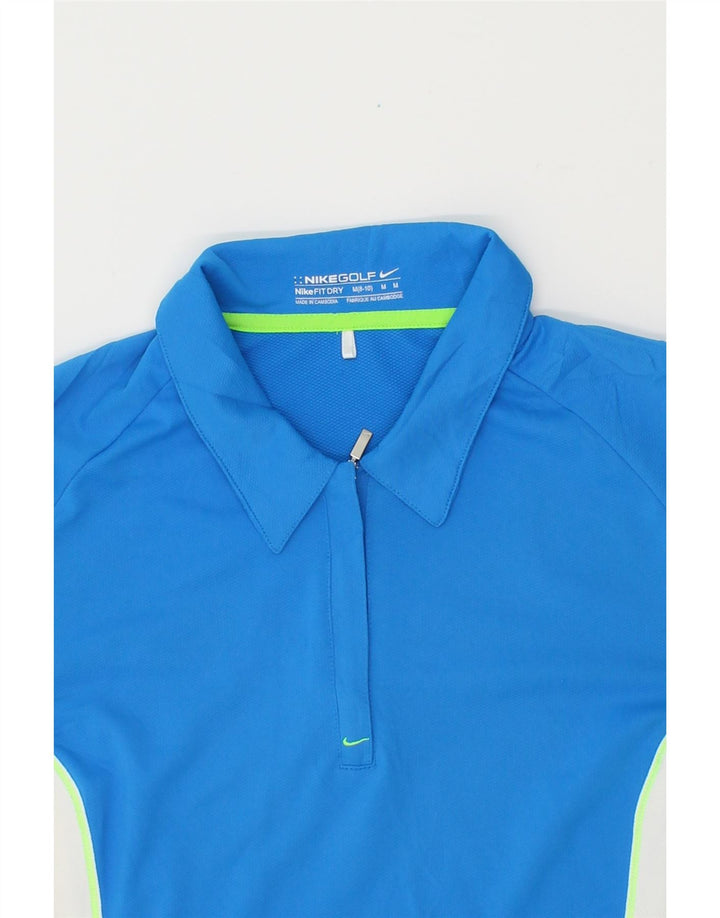 NIKE Womens Polo Shirt US 8/10 Medium Blue Colourblock Polyester Vintage Nike and Second-Hand Nike from Messina Hembry 