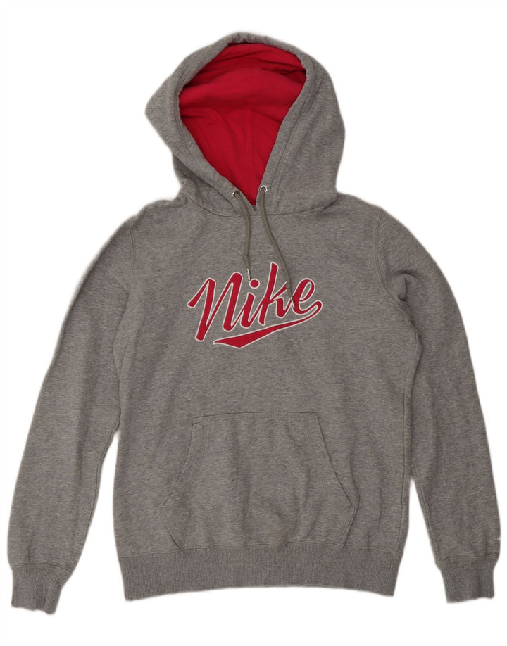 Мужской джемпер с капюшоном с графическим рисунком Nike, хлопковый цвет среднего серого цвета