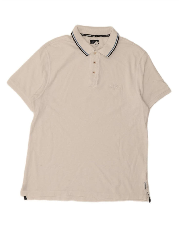 ARMANI JEANS Mens Polo Shirt Medium White