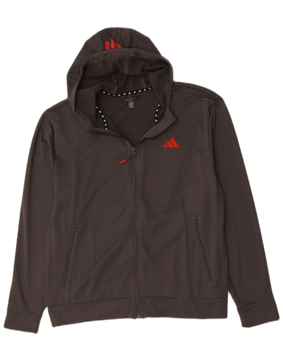 Мужской свитер с капюшоном Adidas Aeroready на молнии, средний серый полиэстер