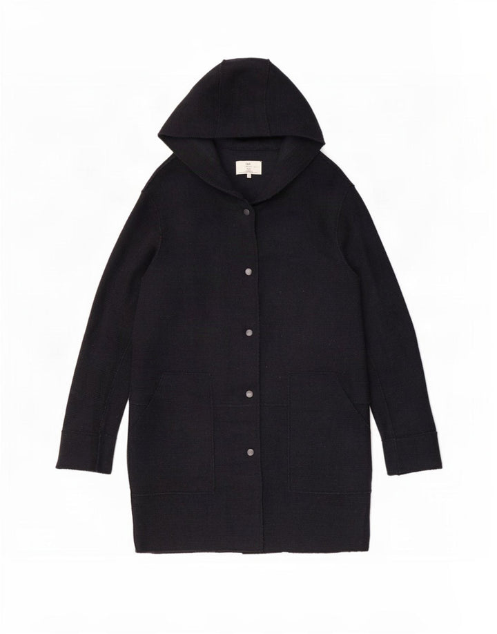 Женское пальто с капюшоном Zara UK 12, средний темно-синий