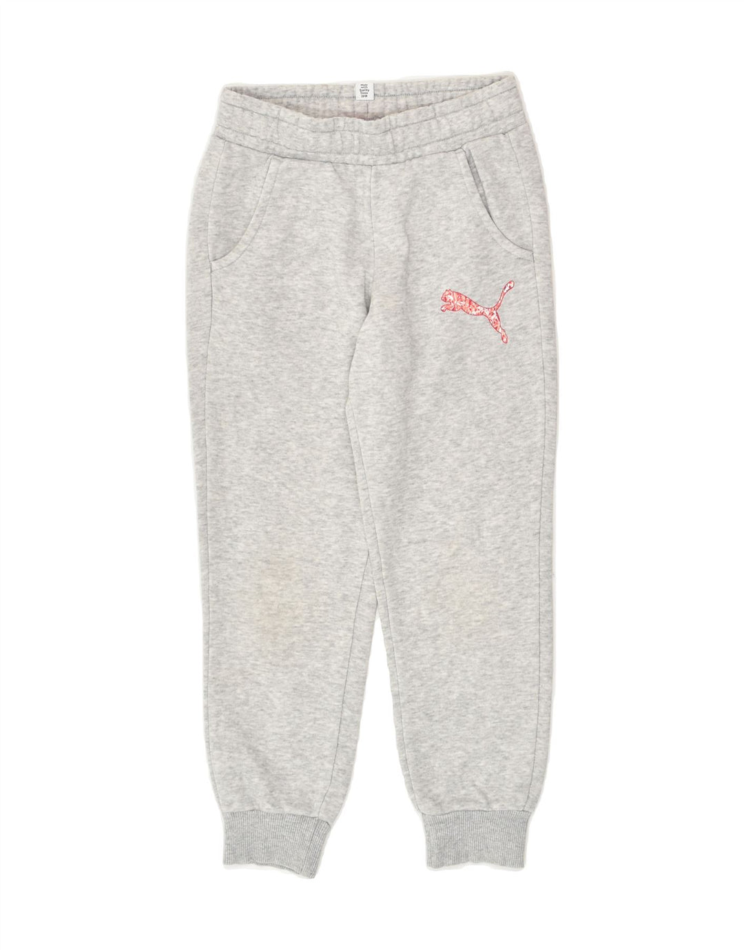 PUMA Girls Tracksuit Trousers Joggers 7-8 Years  Grey Cotton | Vintage Puma | Thrift | Second-Hand Puma | Used Clothing | Messina Hembry 