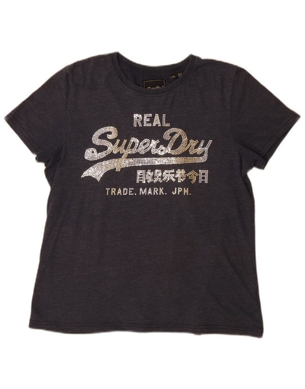 Женская футболка с рисунком Superdry Top UK 12, средний серый