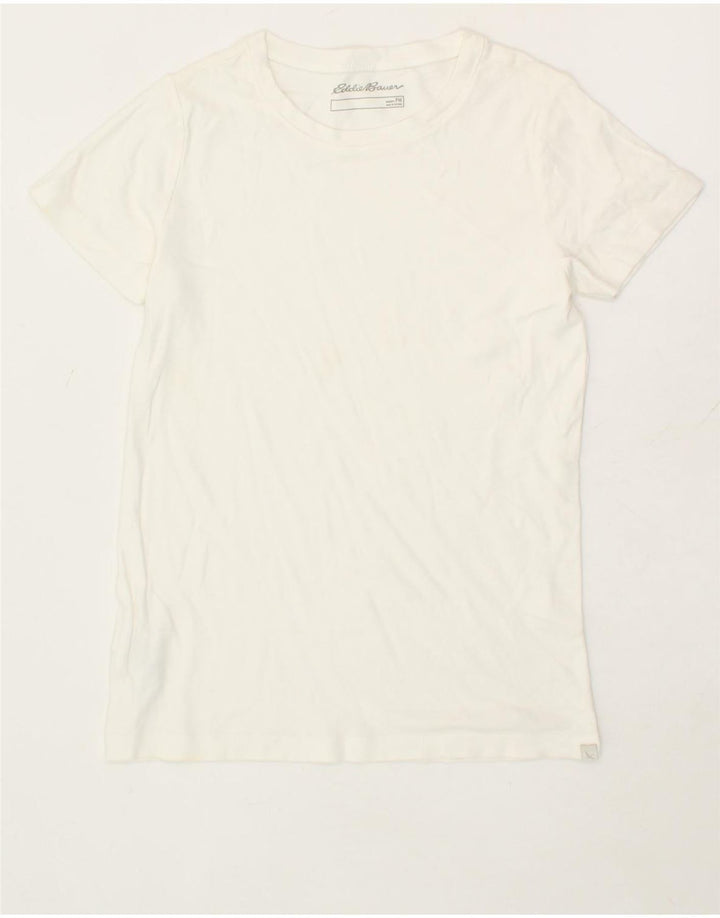EDDIE BAUER Womens T-Shirt Top UK 12 Medium White Cotton Vintage Eddie Bauer and Second-Hand Eddie Bauer from Messina Hembry 