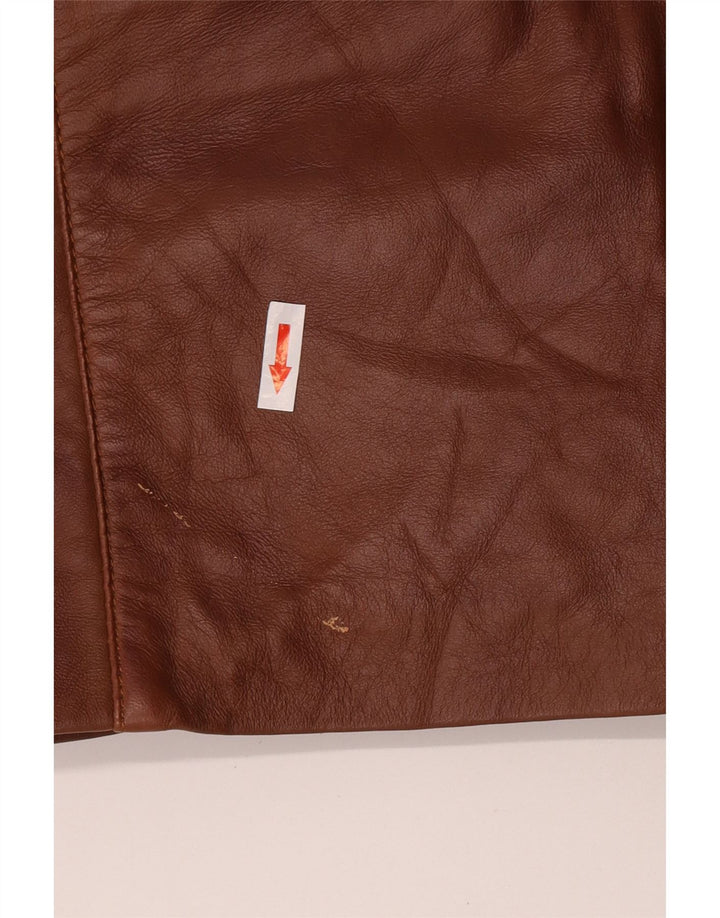 Винтажный мужской кожаный пиджак с 3 пуговицами, Великобритания 40, большой коричневый кожаный пиджак