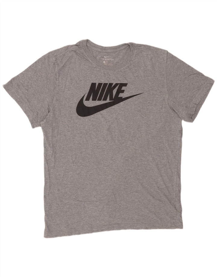 Мужская футболка с рисунком NIKE, большой размер, серый хлопок