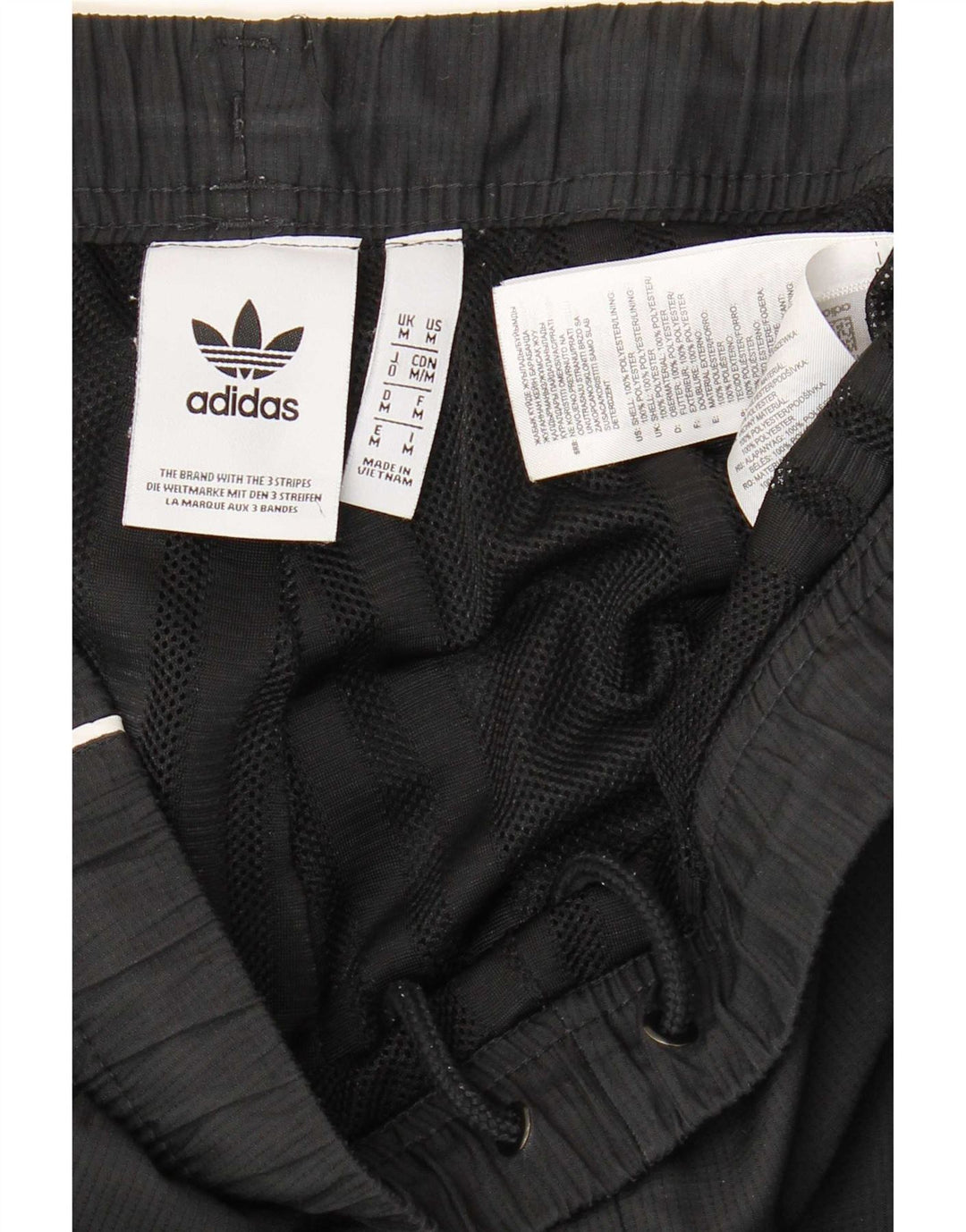 Мужские спортивные брюки Adidas для бега, средние черные полиэстер с цветными блоками