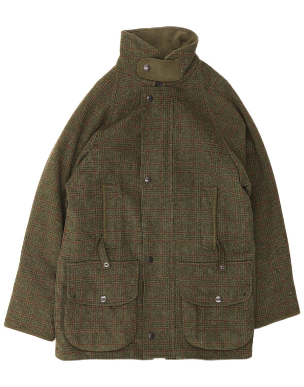 Мужская куртка Barbour UK 38, средний цвет хаки, шерсть в клетку