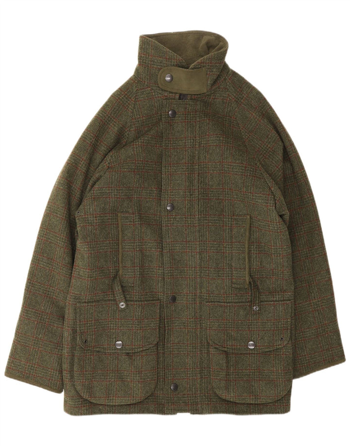 Мужская куртка Barbour UK 38, средний цвет хаки, шерсть в клетку