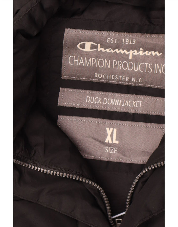 Мужское стеганое пальто с капюшоном Champion UK 42 XL, черный полиэстер