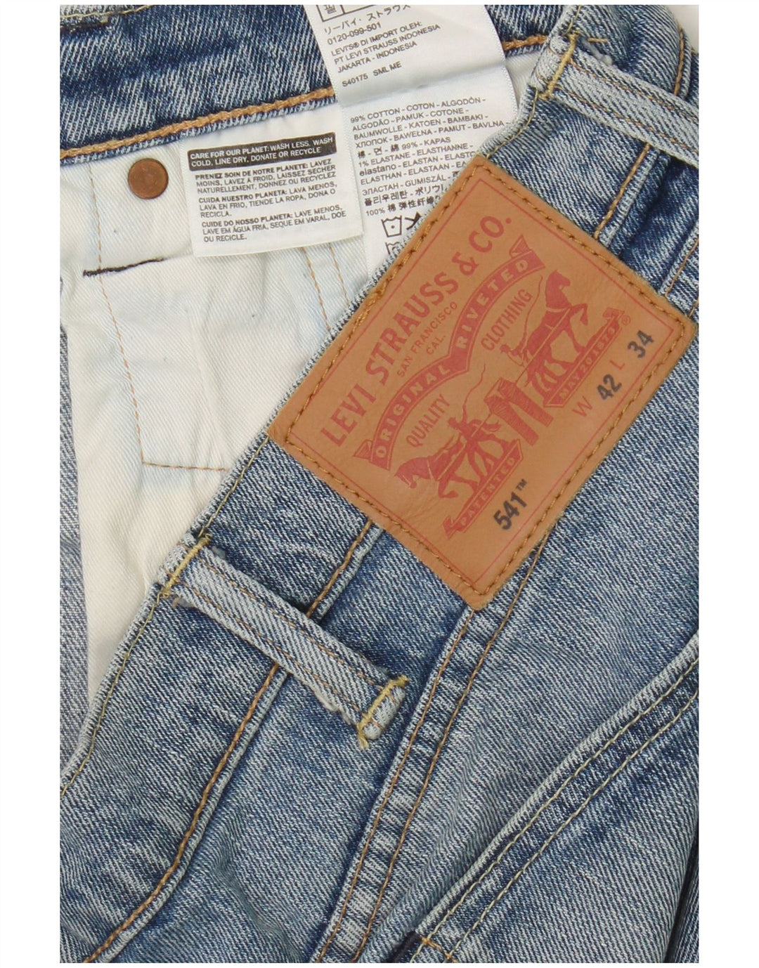 Мужские зауженные джинсы Levi's 541 W42 L34 синие, хлопок