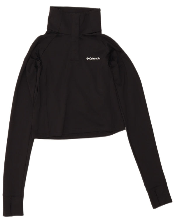 COLUMBIA Женский укороченный пуловер с воротником на пуговицах, спортивный костюм, топ UK 12, средний черный