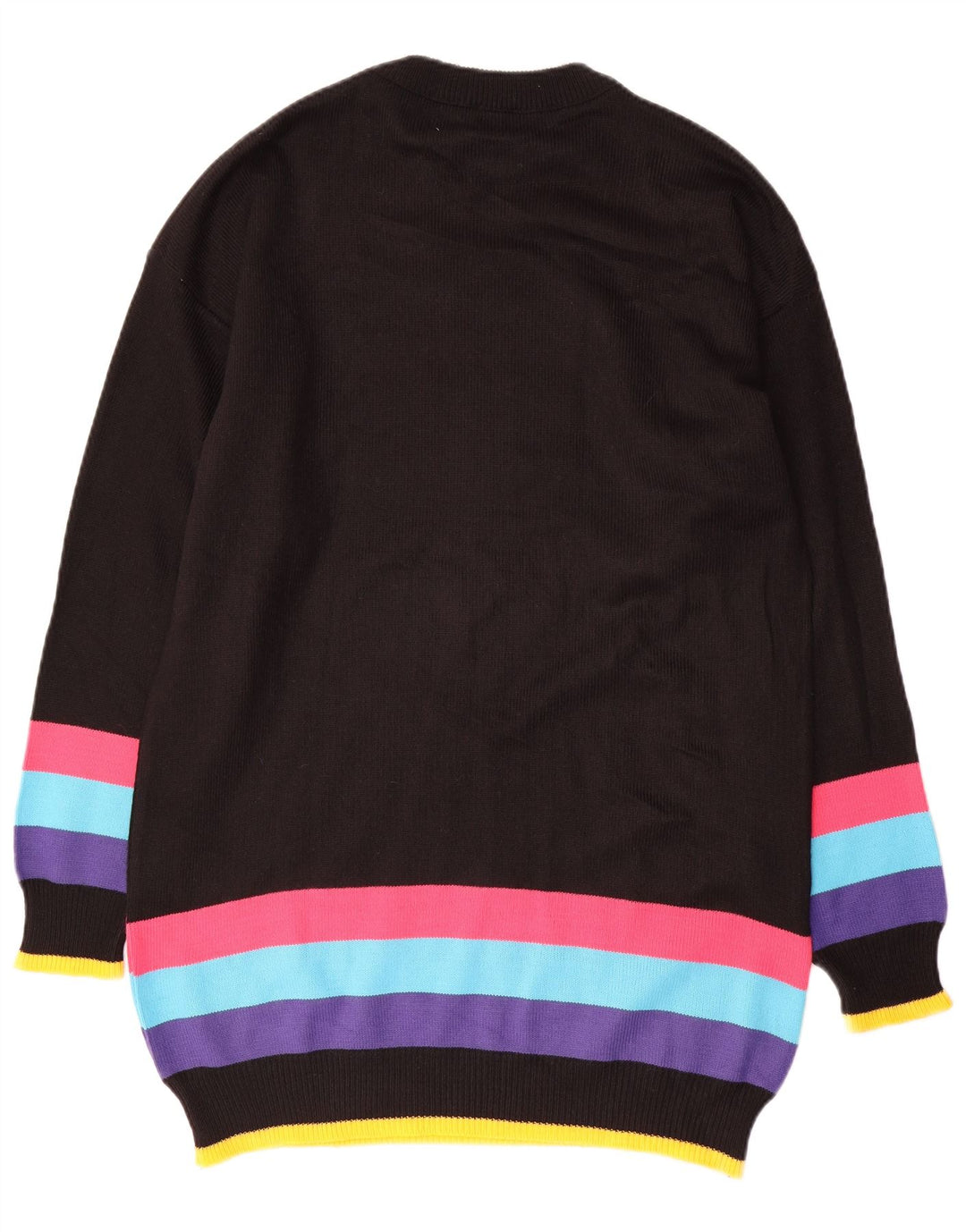 ВИНТАЖНОЕ женское платье-джемпер с графическим рисунком UK 16, большое черное цветное блокнот