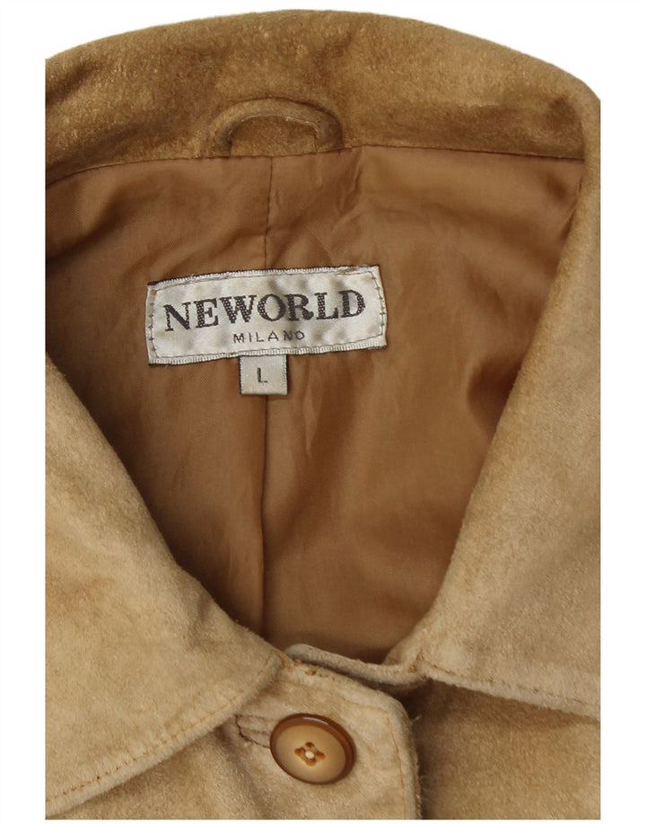 Винтажная женская замшевая куртка UK 16, большая бежевая