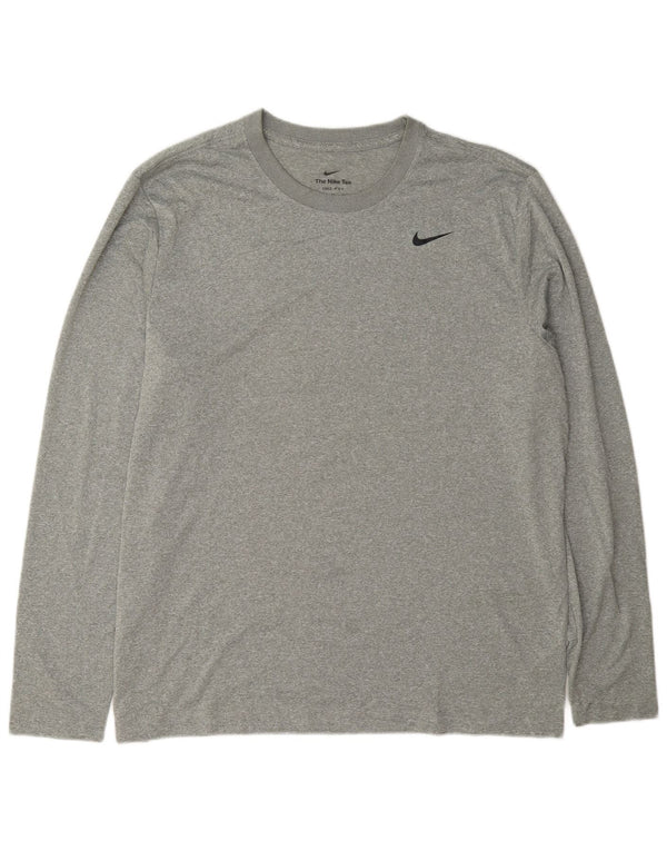 Nike Mens Dri Fit Top Long Sleeve XL Grey Flecked Polyester