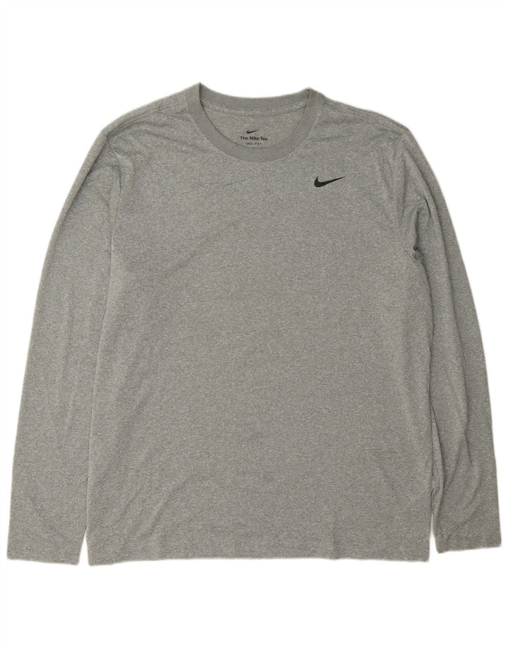 Мужской топ Nike Dri Fit с длинным рукавом XL, серый полиэстер с крапинками