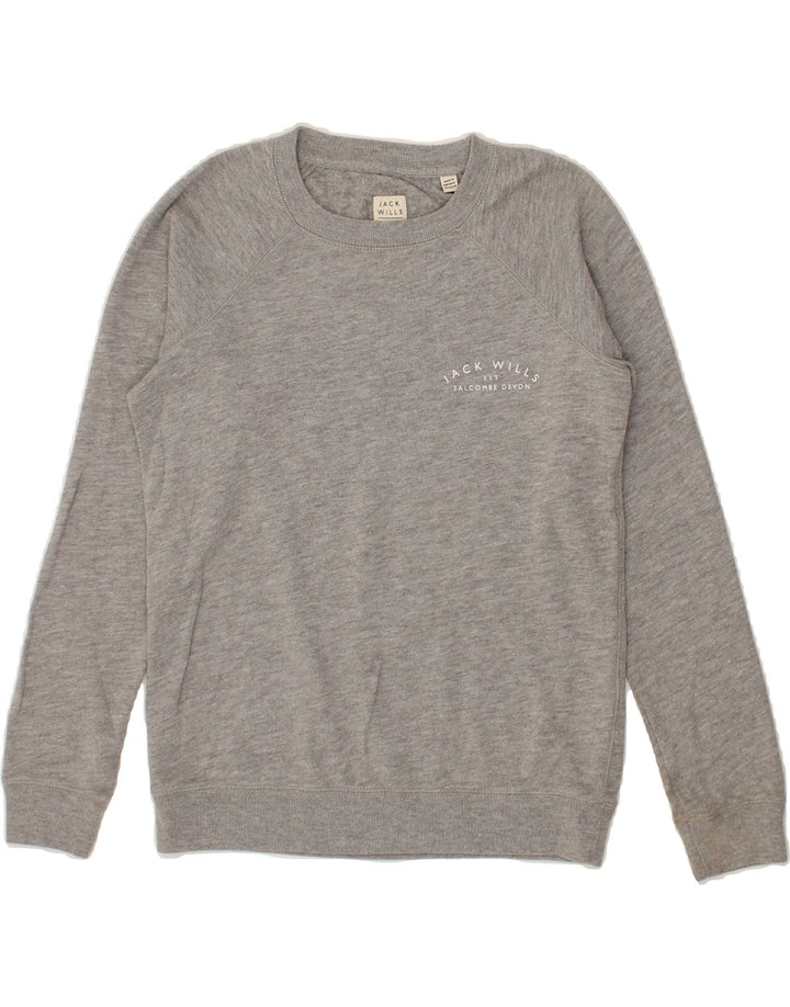JACK WILLS Womens Sweatshirt Jumper UK 8 Small  Grey Cotton Vintage Jack Wills and Second-Hand Jack Wills from Messina Hembry 