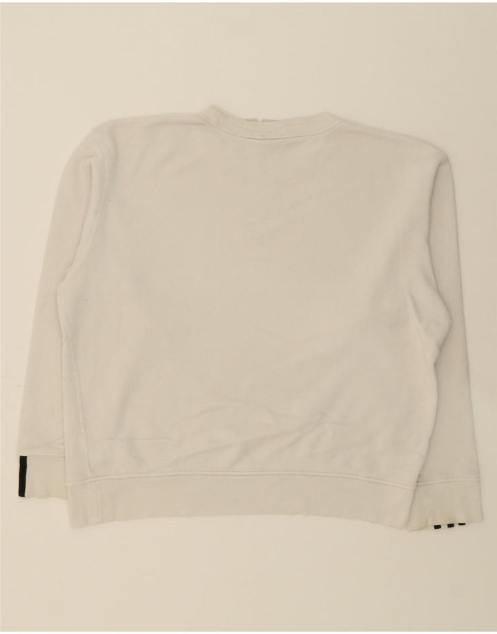 ADIDAS Womens Oversized Sweatshirt Jumper UK 10 Small White Cotton Vintage Adidas and Second-Hand Adidas from Messina Hembry 