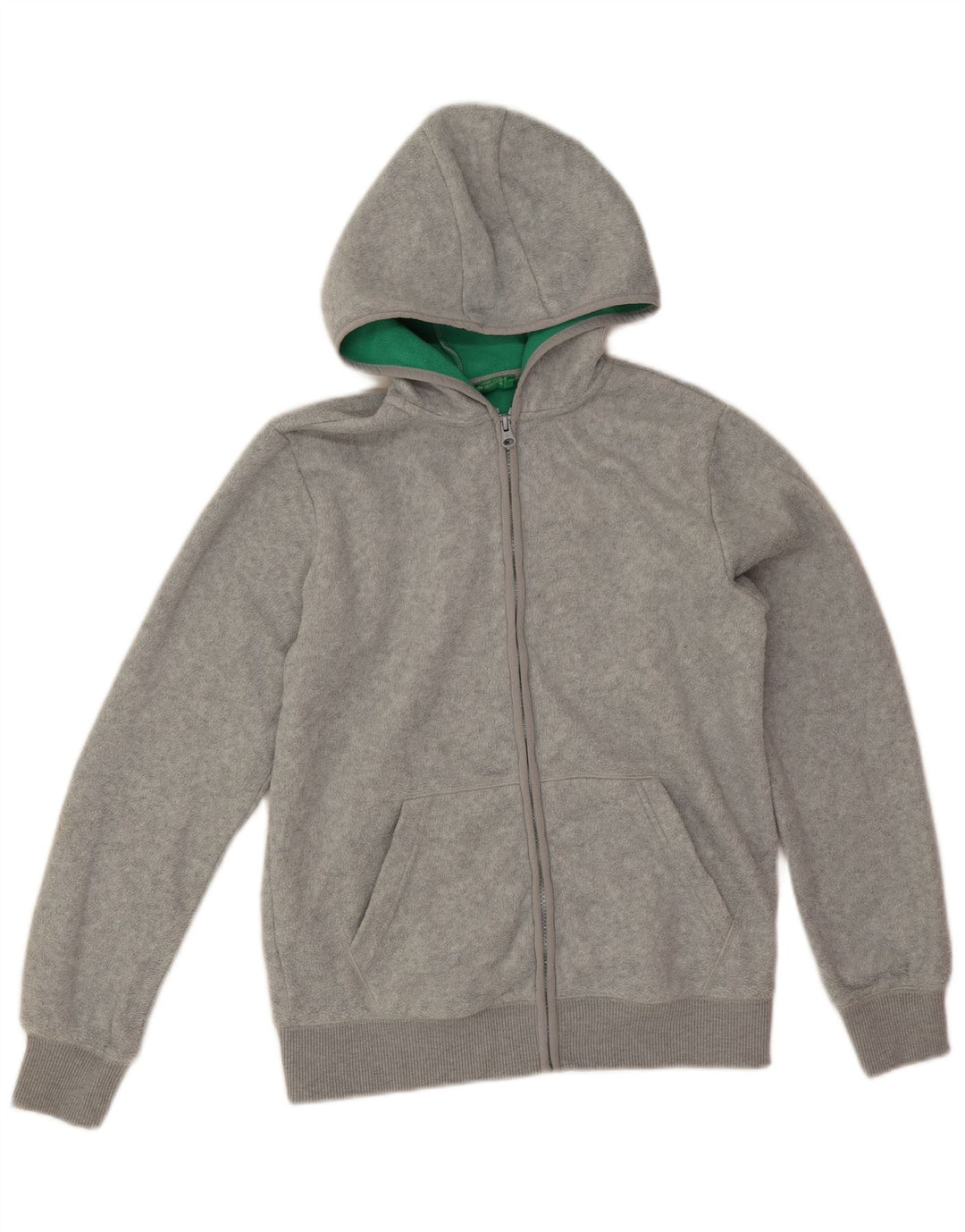 Флисовая куртка Benetton для мальчиков с капюшоном 13-14 лет, 3XL, серый полиэстер