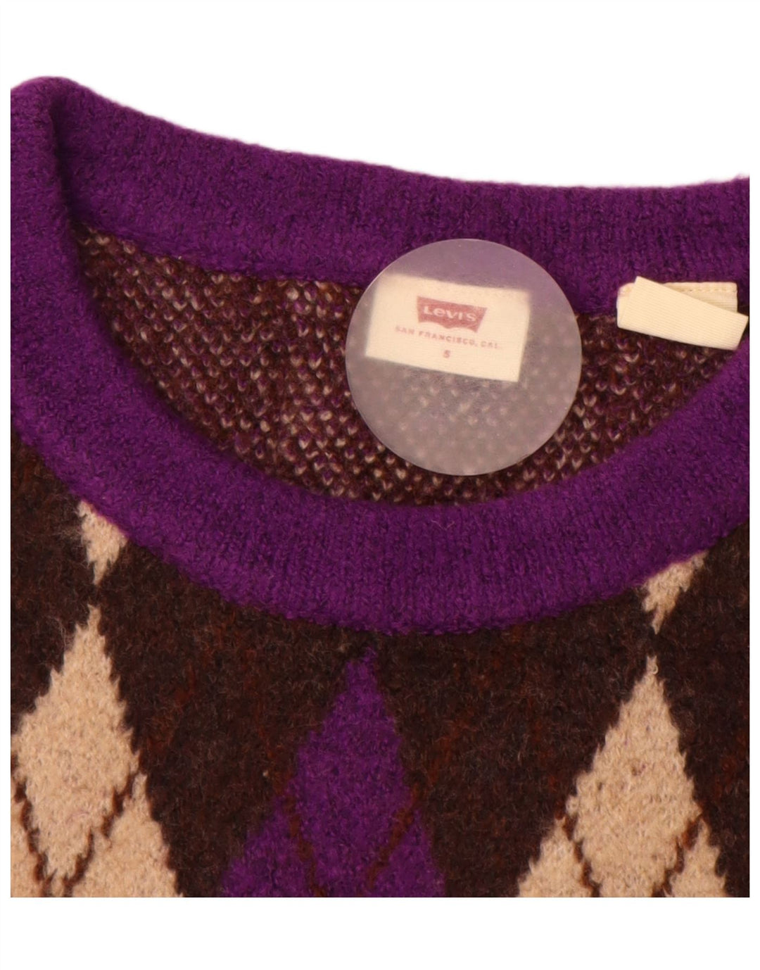 Женская укороченная майка LEVI'S, Великобритания, 10 маленьких размеров, фиолетовый акрил с узором ромб/ромб