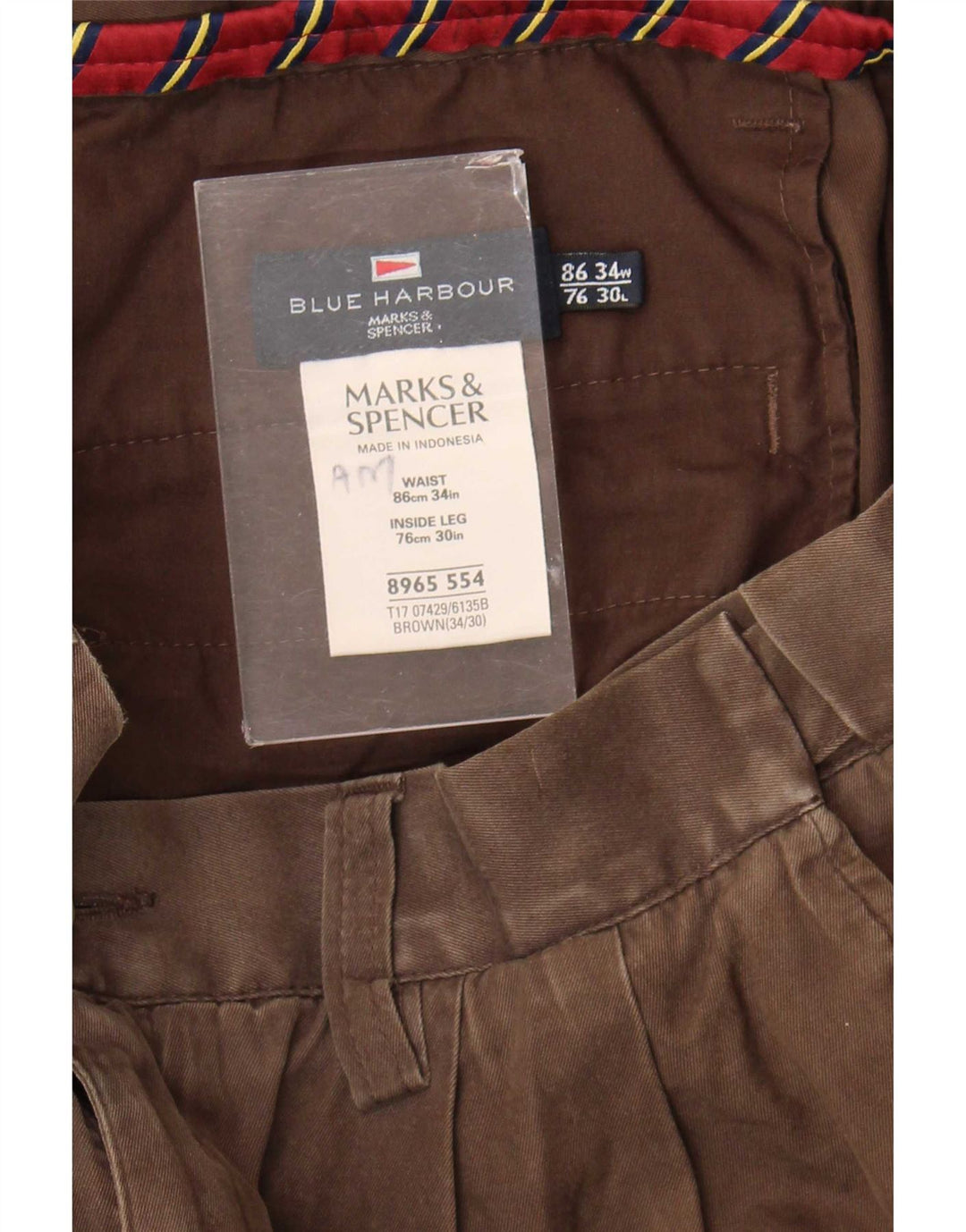 Женские брюки чинос Marks & Spencer Blue Harbour W34 L30 коричневые