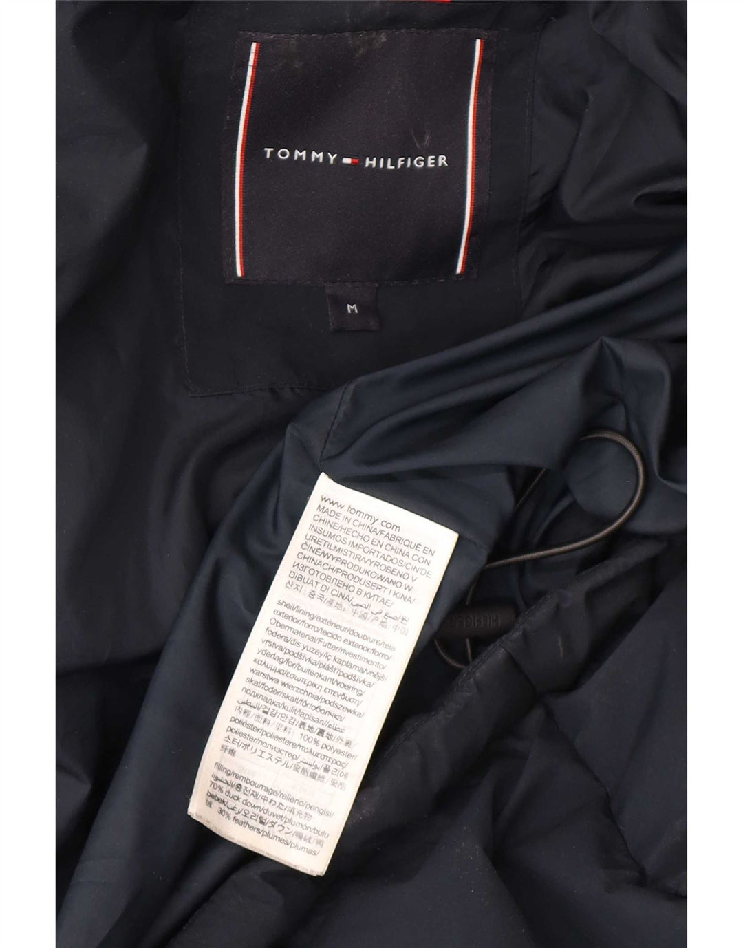 Мужская утепленная куртка с капюшоном Tommy Hilfiger UK 38, средний темно-синий полиэстер