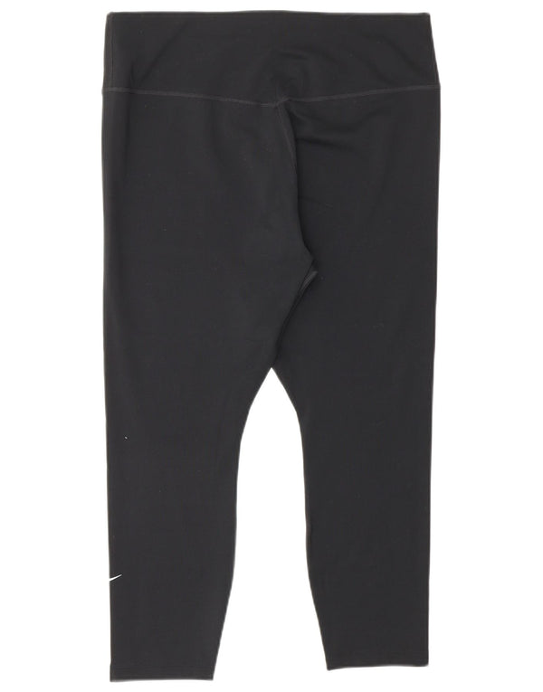 Женские леггинсы-капри NIKE Dri Fit UK 14, большие размеры, черный полиэстер