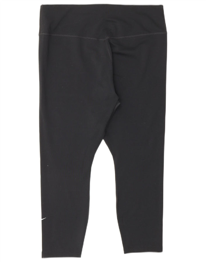 Женские леггинсы-капри NIKE Dri Fit UK 14, большие размеры, черный полиэстер