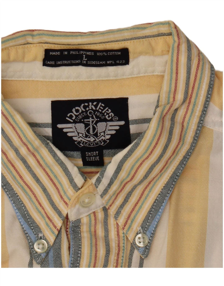 DOCKERS Мужская рубашка с коротким рукавом, хлопковая большая желтая полоска