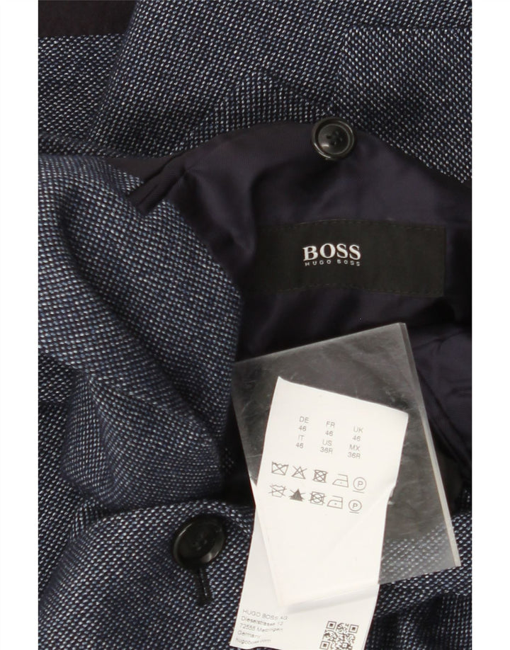 Мужской пиджак на 2 пуговицах HUGO BOSS, цвет EU 46, маленький, темно-синий, шерсть