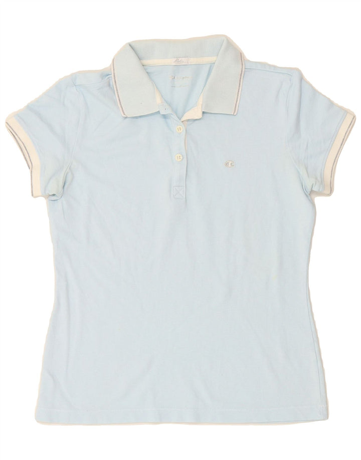 CHAMPION Womens Heritage Fit Polo Shirt UK 12 Medium Blue Vintage Champion and Second-Hand Champion from Messina Hembry 