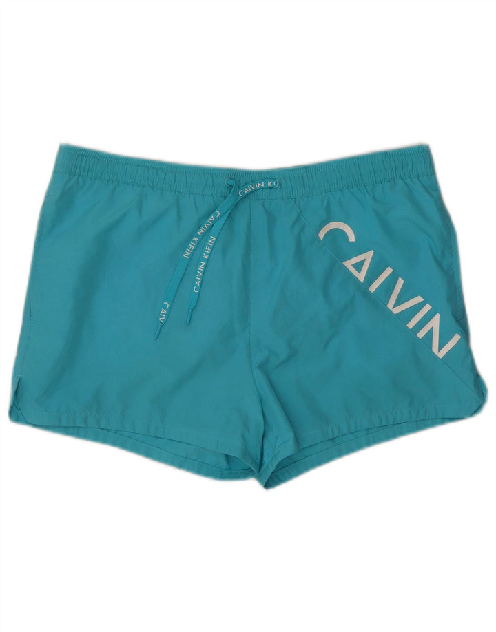Мужские шорты для плавания с рисунком Calvin Klein, большие синие пляжные