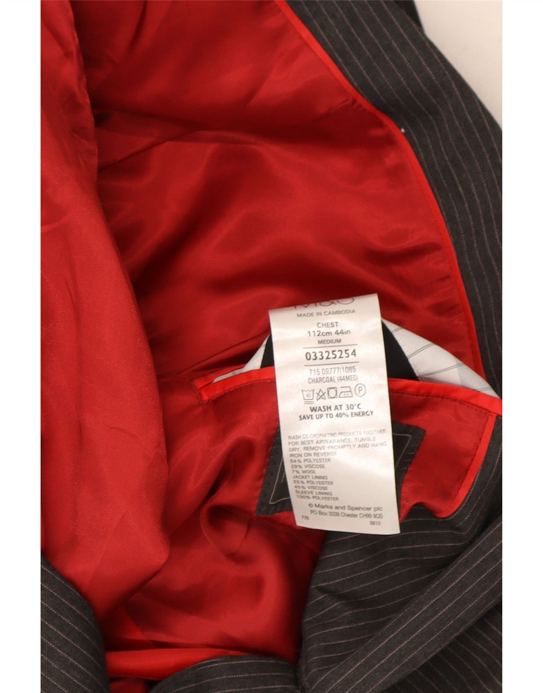 Мужской пиджак на двух пуговицах Marks & Spencer UK 44 XL, серый в тонкую полоску