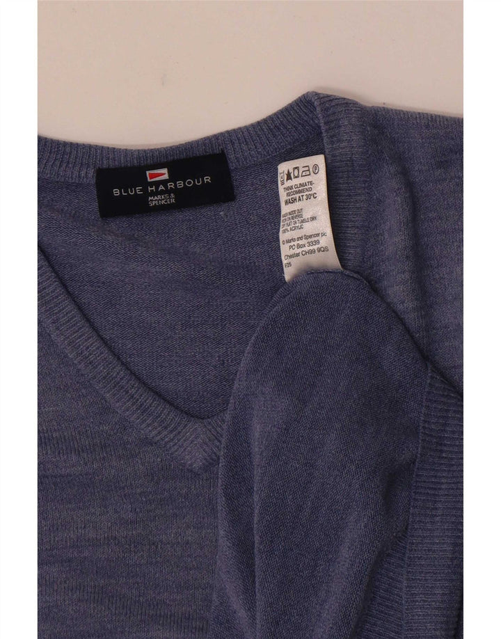 Мужской джемпер с v-образным вырезом Mark & Spencer Blue Harbour, средний синий в крапинку