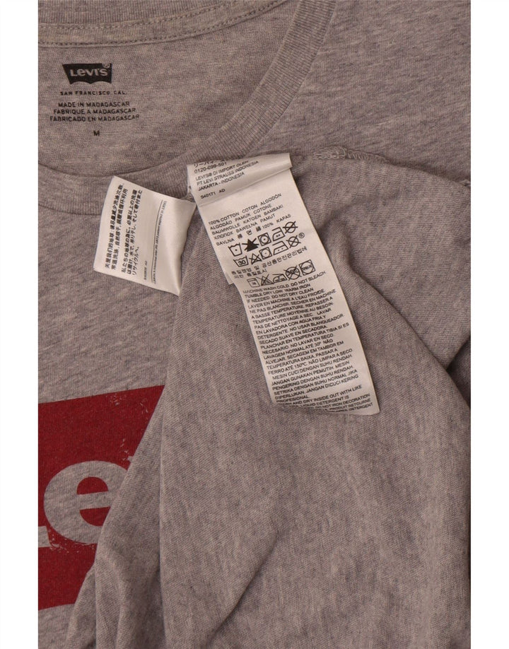 Мужская футболка с рисунком Levi's, хлопковый топ среднего серого цвета с крапинками