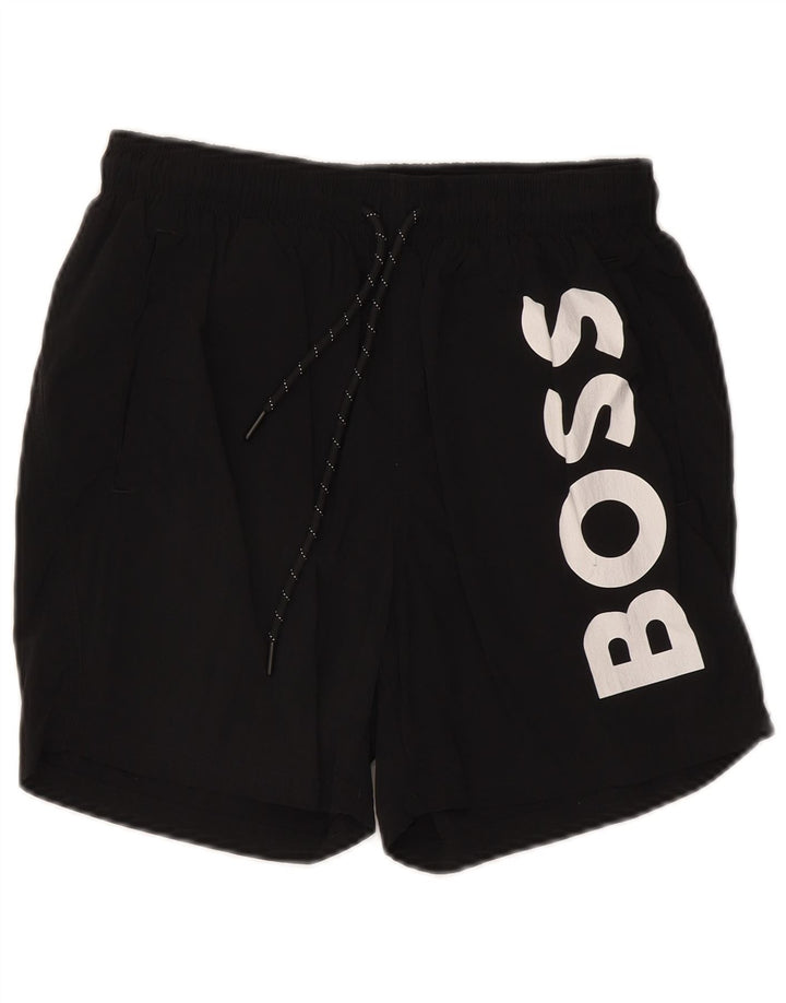 Мужские шорты для плавания Hugo Boss с рисунком, маленькие черные из полиамида
