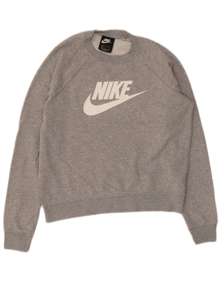 Мужской свитшот с рисунком Nike, маленький серый хлопковый джемпер в крапинку