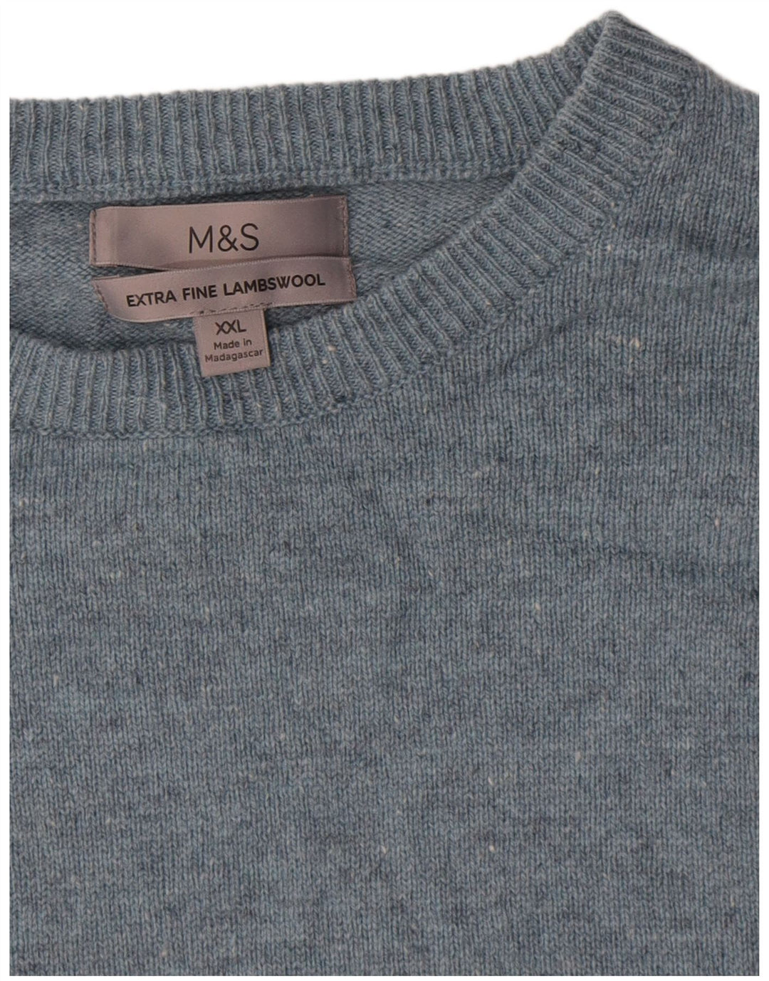 Мужской джемпер с круглым вырезом Marks & Spencer 2XL, синий в крапинку, из овечьей шерсти