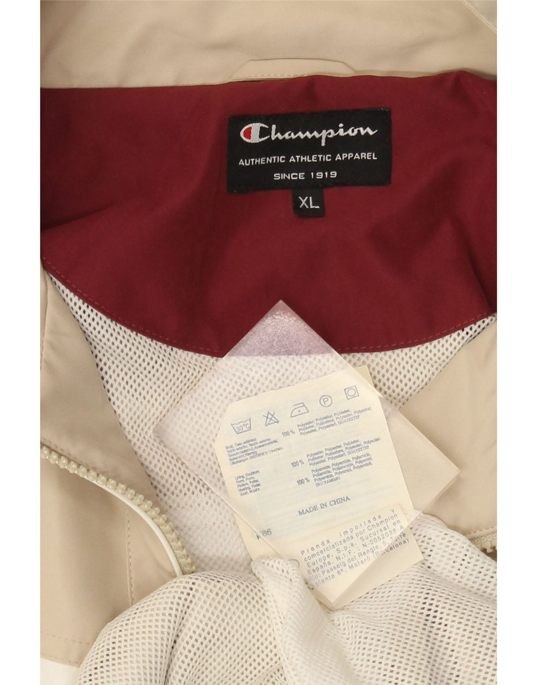 Мужская куртка-бомбер Champion UK 42 XL Бежевый полиэстер с цветными блоками