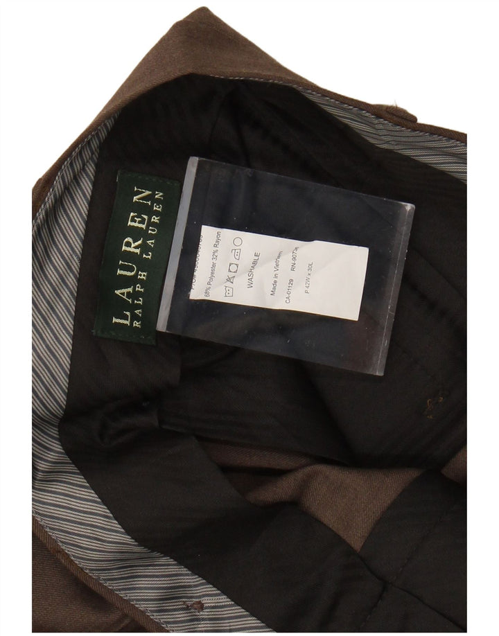 RALPH LAUREN Мужские костюмные брюки с привязкой W42 L30 Коричневые полиэстер