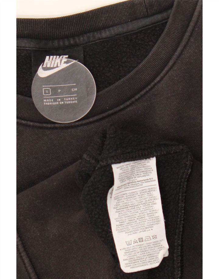 Женский свободный свитер с рисунком NIKE UK 10, маленький черный хлопковый джемпер