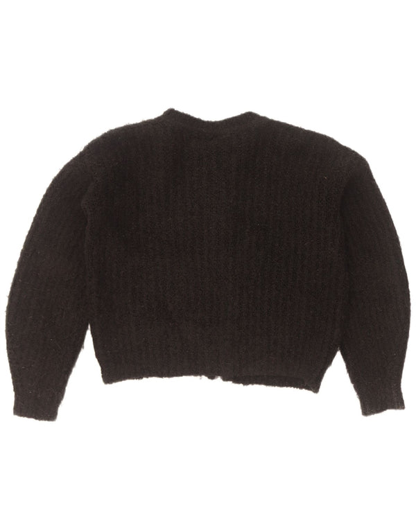 Topshop Womens Oversized Full Zip Cardigan Sweater UK 8 Small Black Acrylic